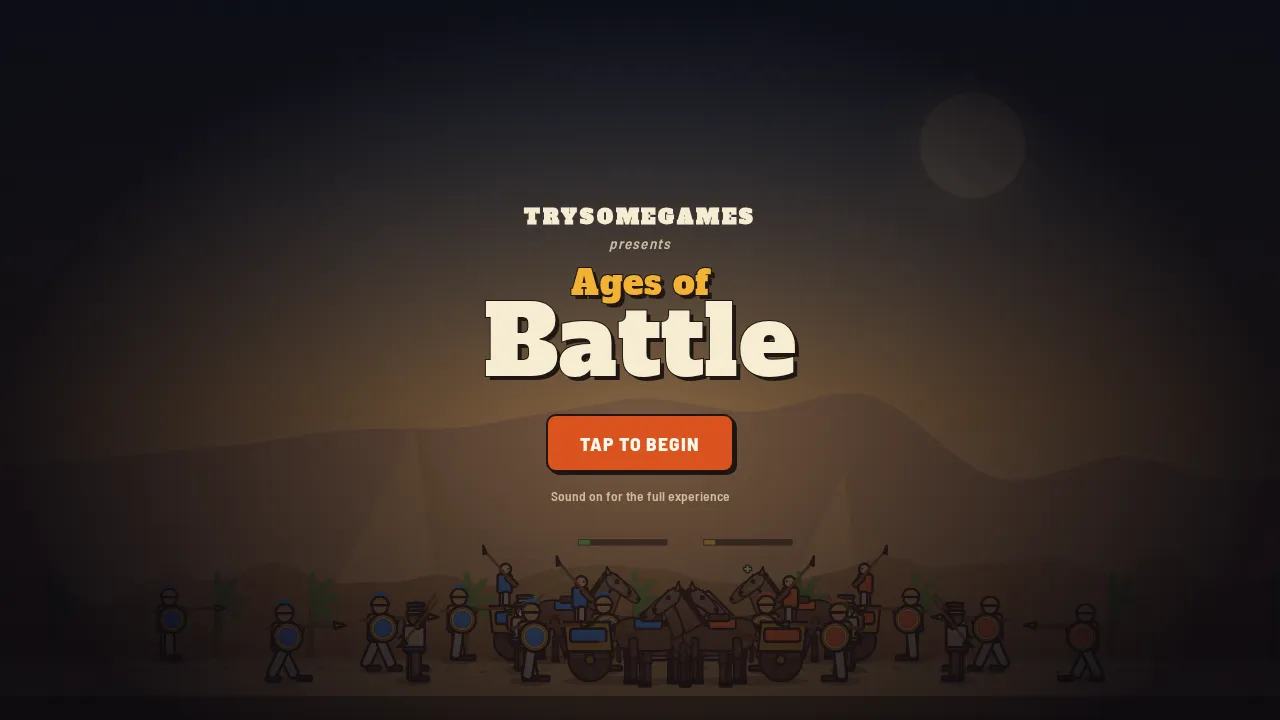 Screenshot of Ages of Battle as it opens in the browser