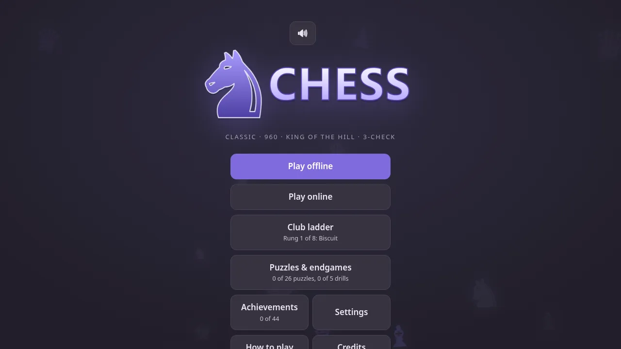 Capture d'écran de Chess à son ouverture dans le navigateur
