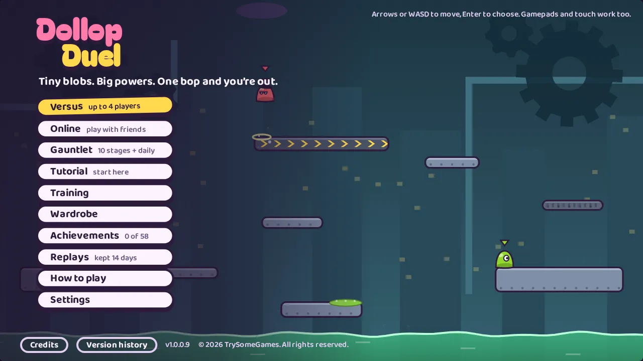 Screenshot of Dollop Duel as it opens in the browser