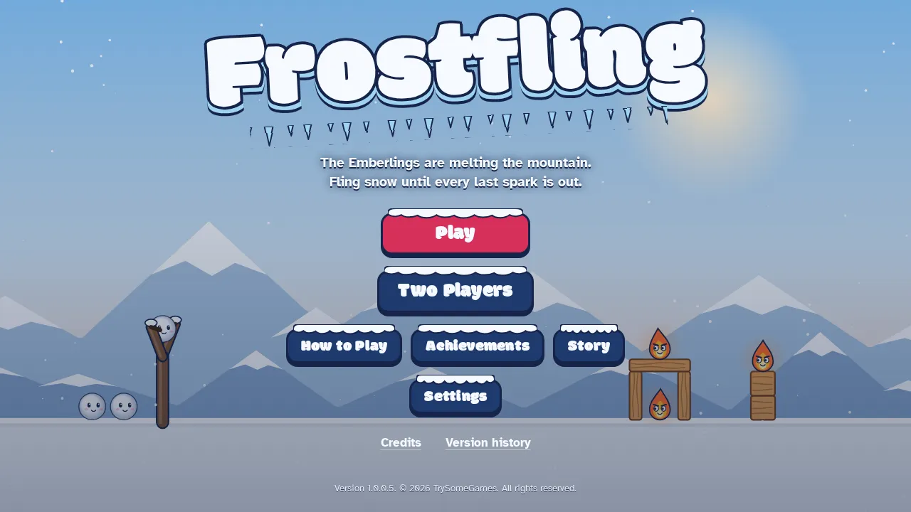 Screenshot of Frostfling as it opens in the browser
