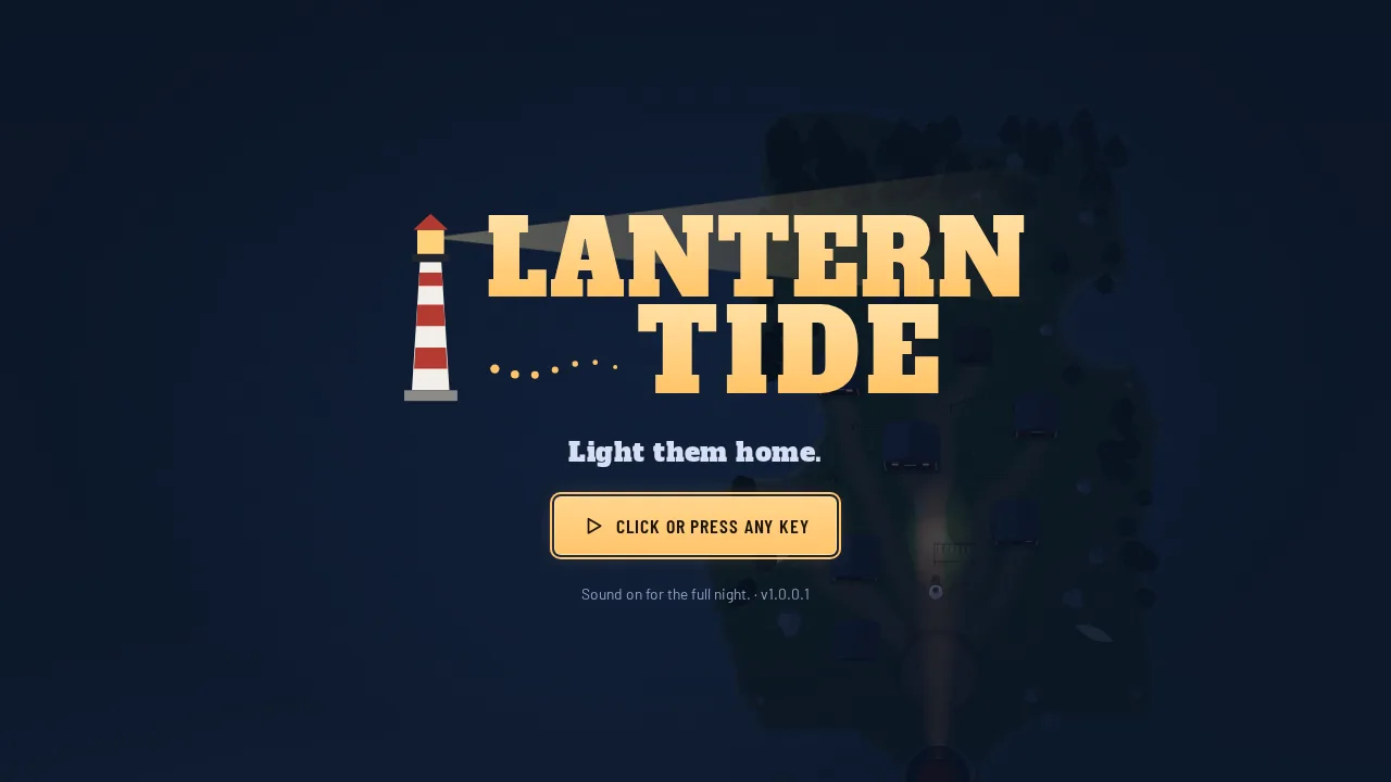 Screenshot of Lantern Tide as it opens in the browser
