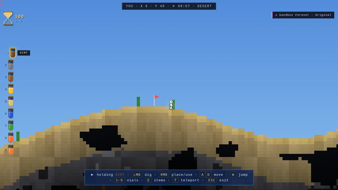 Capture d'écran de Sandbox à l'ouverture dans le navigateur