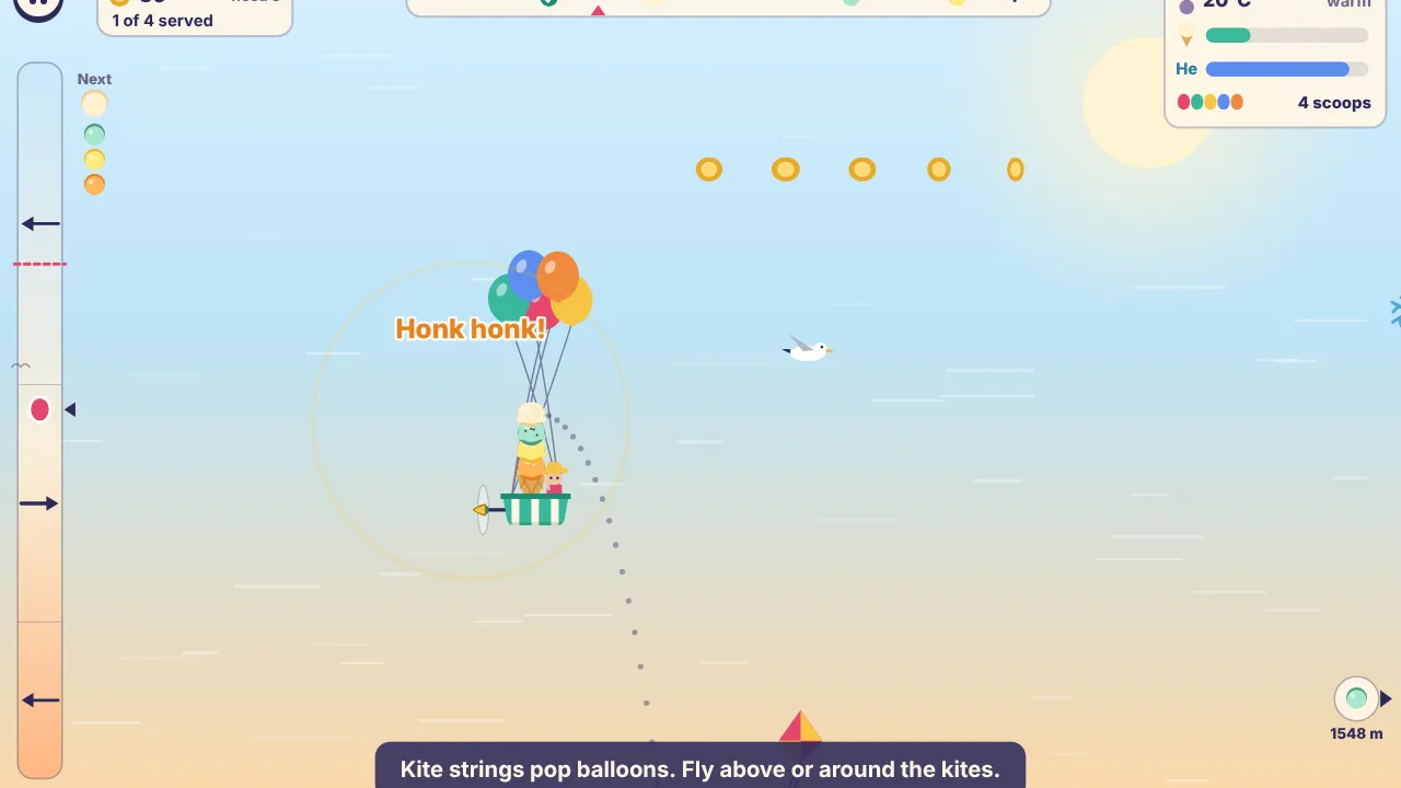Screenshot of Scoops Aloft as it opens in the browser