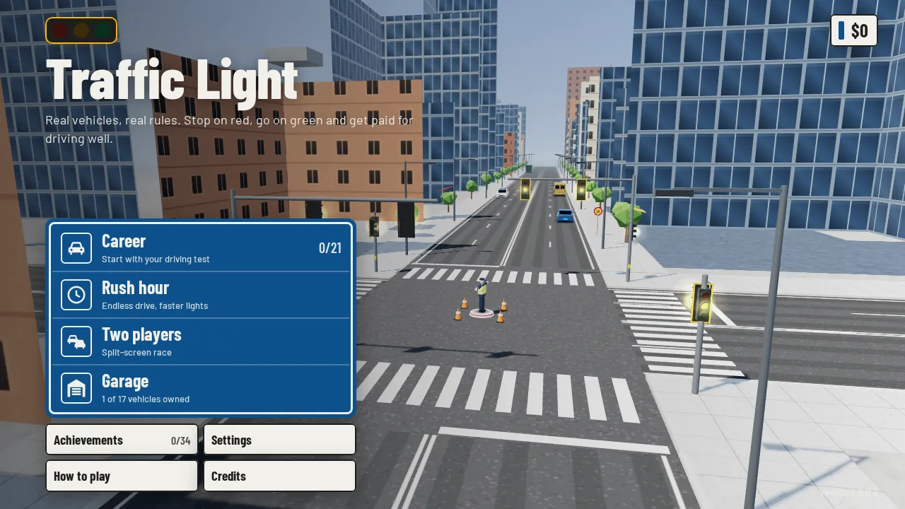 Screenshot of Traffic Light as it opens in the browser
