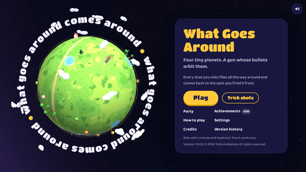 Screenshot of What Goes Around as it opens in the browser